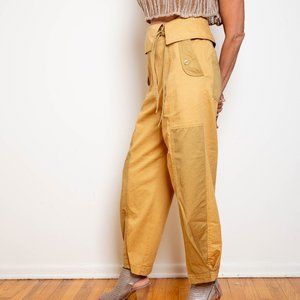 Ulla Johnson Mustard Foldover Asymetrical Tapered Pants Size 6
